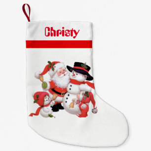 Vintage Christmas Santa snowman Holiday stocking