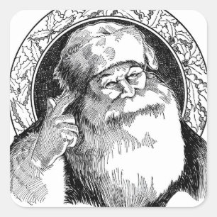 VINTAGE CHRISTMAS SANTA SQUARE STICKER