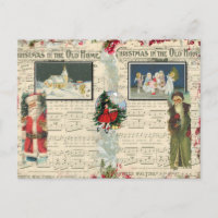 Vintage Christmas Santas, Children, Notes Postcard