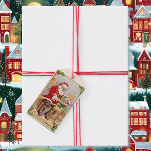 Vintage Christmas Santa's Workshop Gift Tag