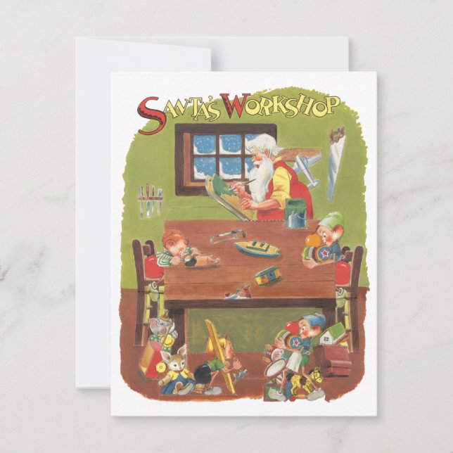 Vintage Christmas, Santa's Workshop Invitation (Front)