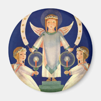 Vintage Christmas, Scandinavian Santa Lucia Angels Magnet