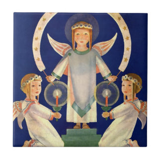 Vintage Christmas, Scandinavian Santa Lucia Angels Tile