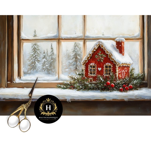 Vintage Christmas Scene Gingerbread Decoupage  Tissue Paper (Creator Uploaded)