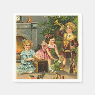 Vintage Christmas Scene Holiday paper napkins