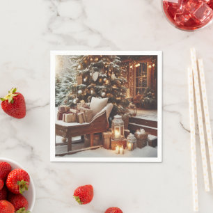 Vintage Christmas Scene Napkin