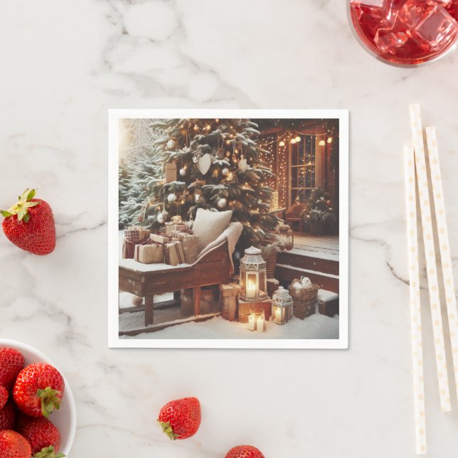 Vintage Christmas Scene Napkin (Insitu)