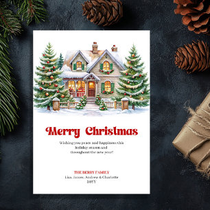 Vintage Christmas scene quaint festive home card