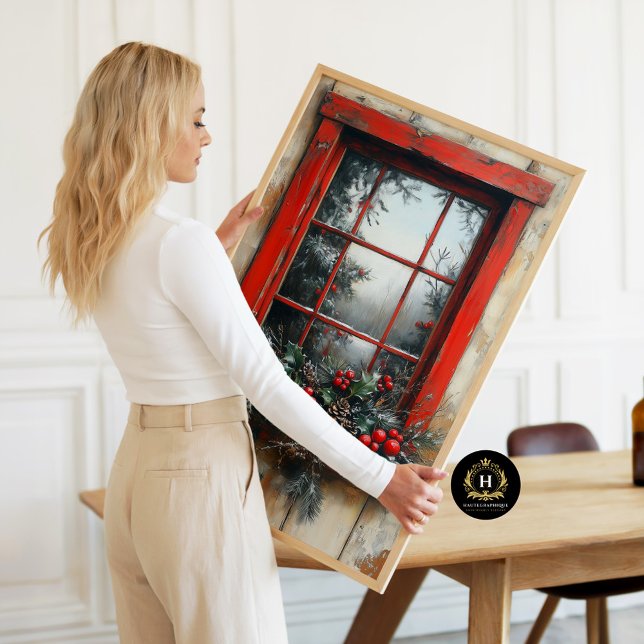 Vintage Christmas Scene Rustic Window Decoupage  Tissue Paper (Creator Uploaded)