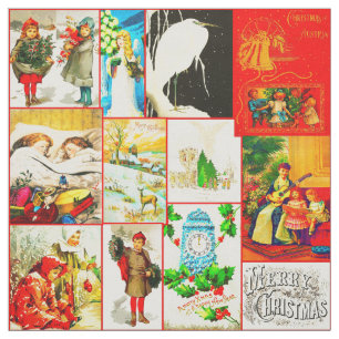 Vintage Christmas Scenes 9" Sewing Quilt Block Fabric