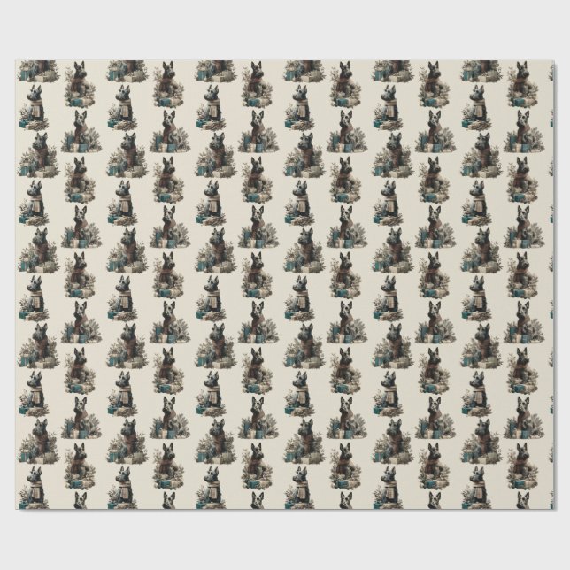 Vintage Christmas Scotties Wrapping Paper (Flat)