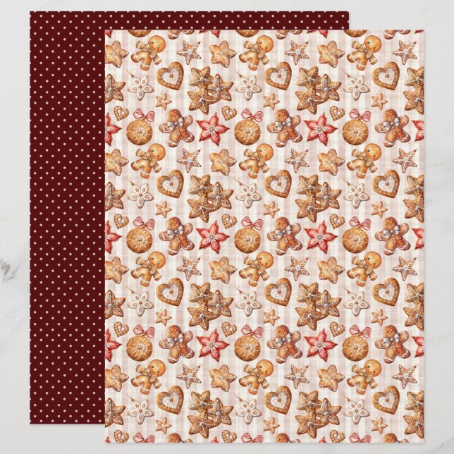 Vintage Christmas Scrapbook Paper (Front/Back)