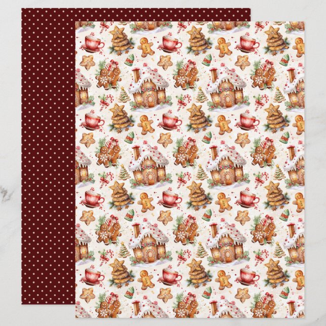Vintage Christmas Scrapbook Paper (Front/Back)