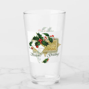 Vintage Christmas Season's Greetings Glass