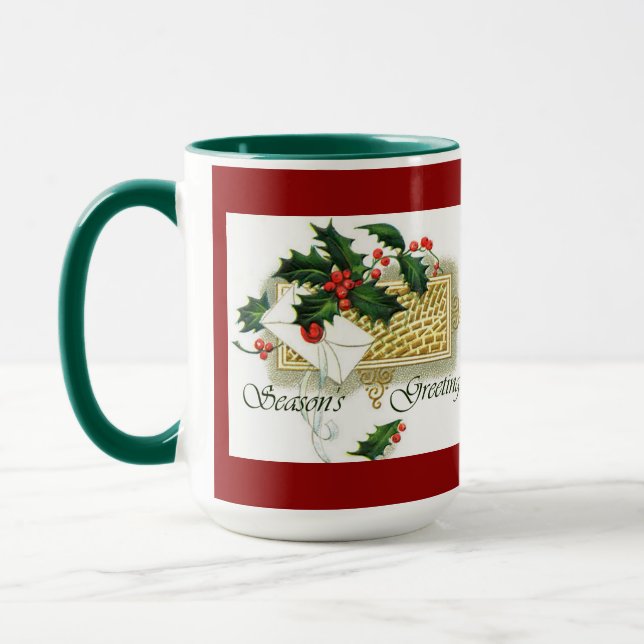 Vintage Christmas Season's Greetings Mug (Left)