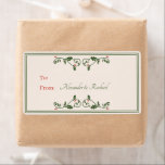Vintage Christmas self stick gift tag Holly Berry<br><div class="desc">Add a touch of classic beauty to your holiday packages. This simple Christmas holly with red berries is timeless. Add your names to personalise, or if you prefer, you can delete that field and write it in by hand. A handwritten script font has been used to replicate your handwriting. Simple,...</div>