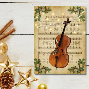 Vintage Christmas Sheet Music and Cello Postcard