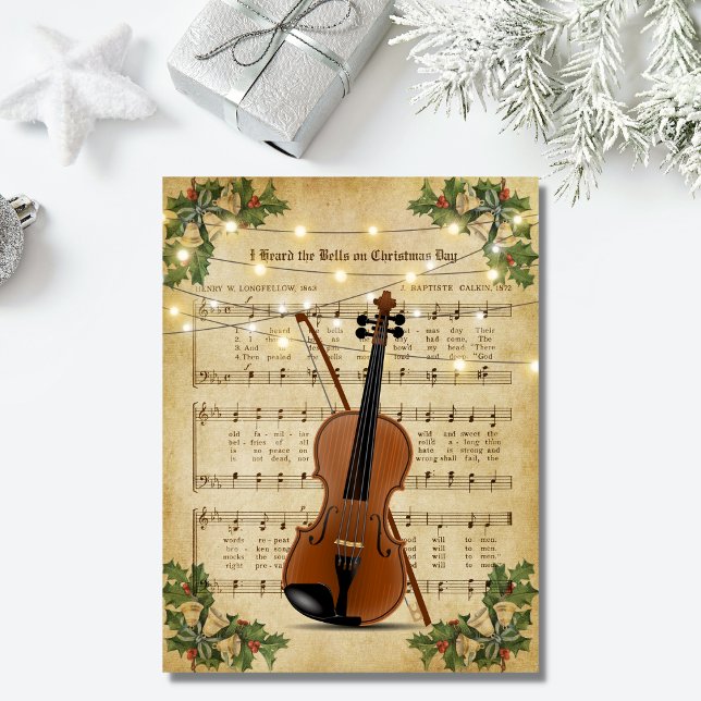 Vintage Christmas Sheet Music and Violin Postcard (Creator Uploaded)
