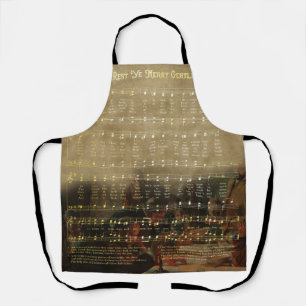 Vintage Christmas Sheet Music Wooden Keepsake Box Apron