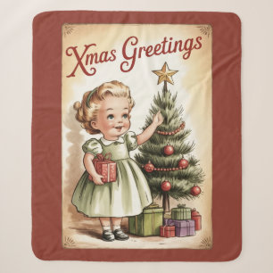 Vintage Christmas Sherpa Blanket