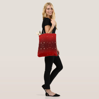 Vintage Christmas, Shining Stars in Red Galaxy Tote Bag