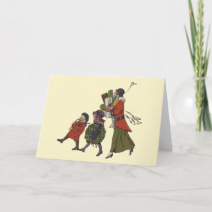Vintage Christmas Shopping Family Fun Holiday Card