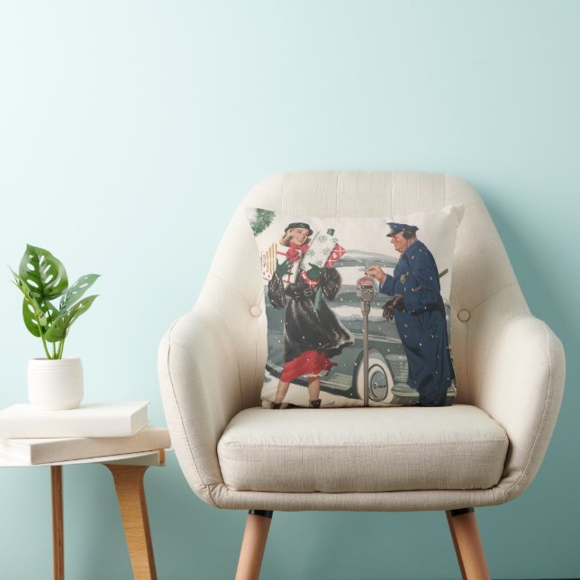Vintage Christmas, Shopping Presents Policeman Cushion (Chair)