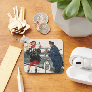 Vintage Christmas, Shopping Presents Policeman Key Ring