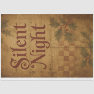 Vintage Christmas Silent Night Typography Tissue Paper