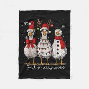 Vintage Christmas Silly Goose Santa Reindeer Men W Fleece Blanket