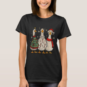 Vintage Christmas Silly Goose Santa Reindeer Men W T-Shirt