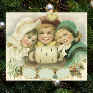 Vintage Christmas Sisters, Victorian Children Poster