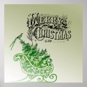 Vintage Christmas Sleigh Poster