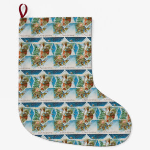 Vintage christmas snow santa large christmas stocking