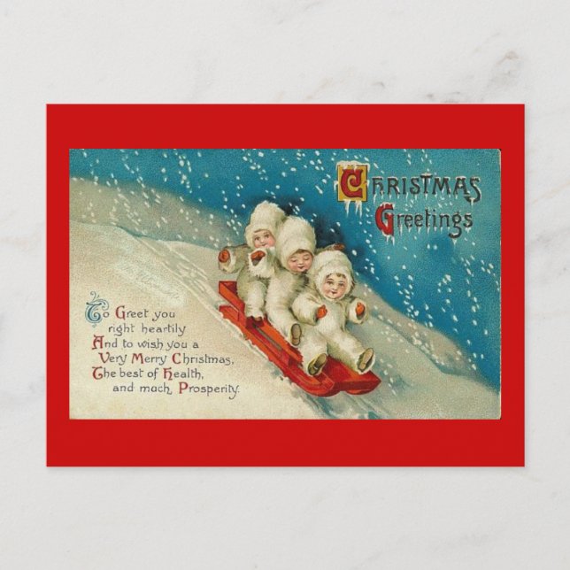 Vintage Christmas Snowbabies Postcard (Front)