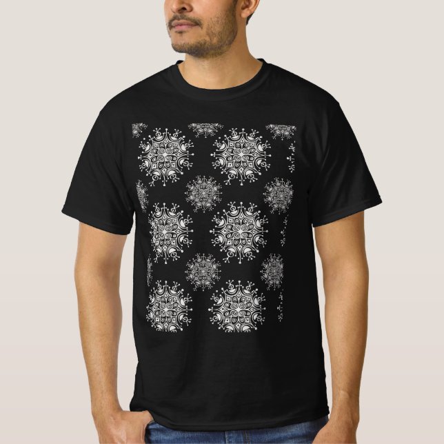 Vintage Christmas, Snowflakes Blizzard Pattern T-Shirt (Front)