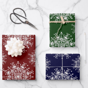 Vintage Christmas Snowflakes Blizzard Pattern Wrapping Paper Sheet