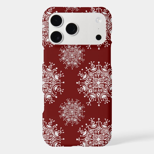 Vintage Christmas Snowflakes Red Blizzard Pattern (Back)
