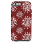 Vintage Christmas Snowflakes Red Blizzard Pattern