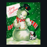 Vintage Christmas snowman and dog poster<br><div class="desc">design by www.etsy.com/Shop/VanityFlairDesign</div>
