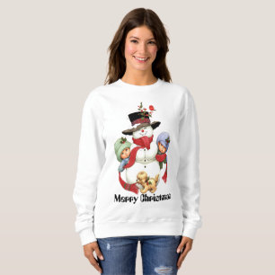 Vintage Christmas snowman and kids Christmas sweat Sweatshirt