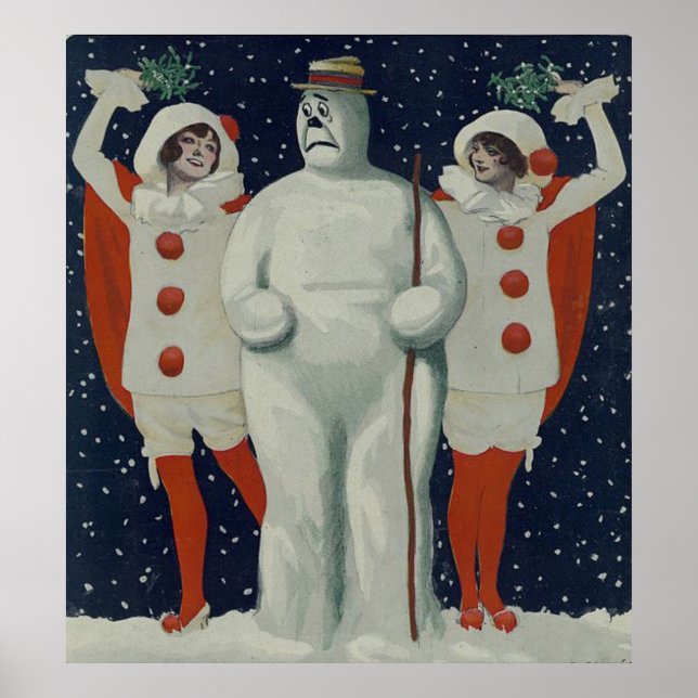Vintage Christmas Snowman and Ladies Poster (Front)