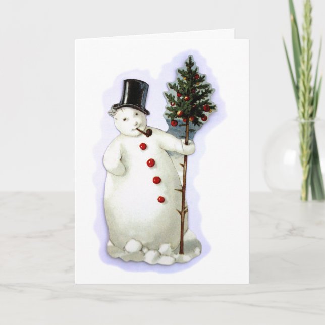 Vintage Christmas Snowman Card (Front)