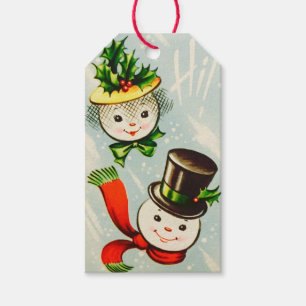 Vintage Christmas Snowman Couple Gift Tags