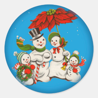 Vintage Christmas Snowman Family Sticker