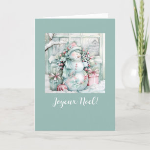 Vintage Christmas Snowman Folded Holiday Card