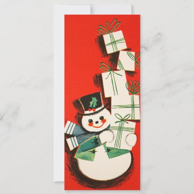 Vintage Christmas Snowman  Holiday Card (Front)