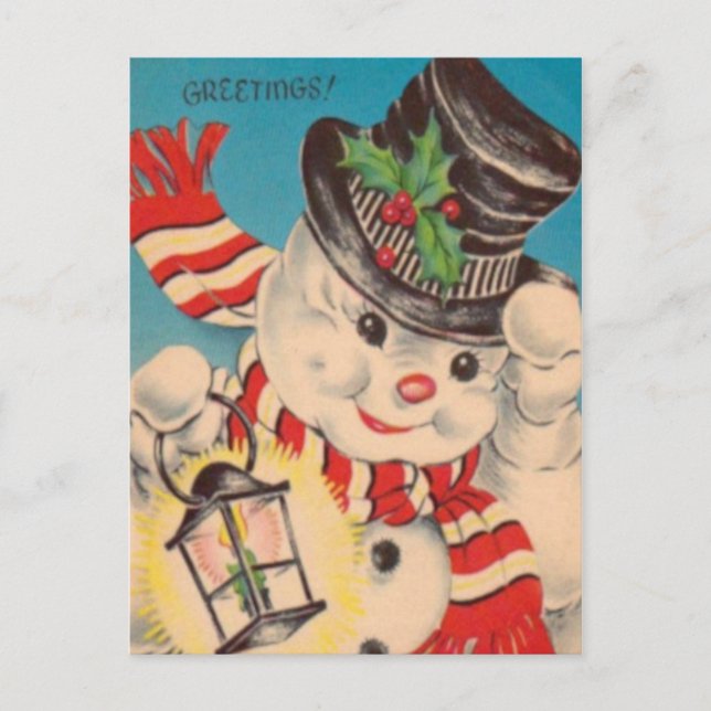 Vintage Christmas snowman Holiday postcard (Front)