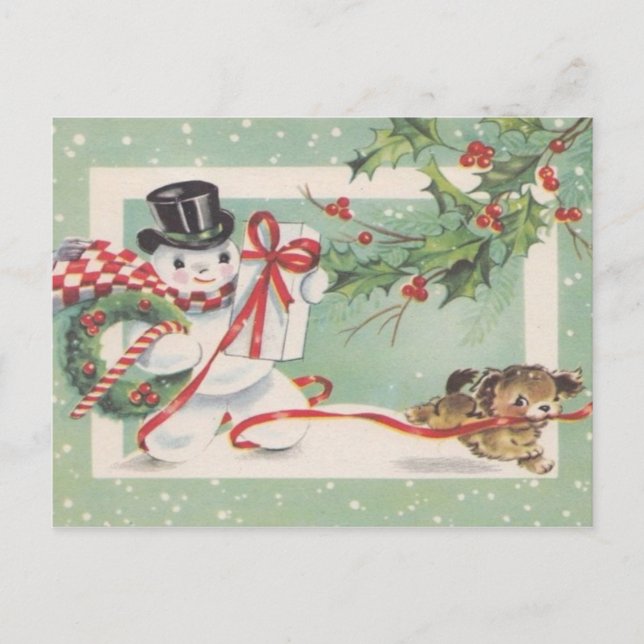 Vintage Christmas snowman Holiday postcard (Front)