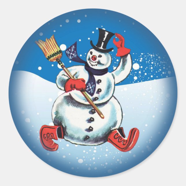 Vintage Christmas Snowman Sticker (Front)